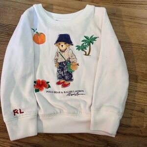 Polo Ralph Lauren Kids White Polo Bear Tropical Fleece Sweatshirt size 5